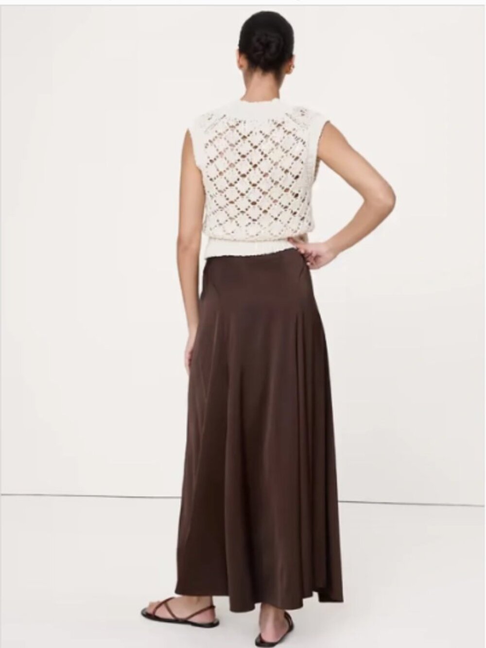 Banana Republic Stretch-Satin Maxi Skirt Espresso Brown - Medium - Picture 2 of 6
